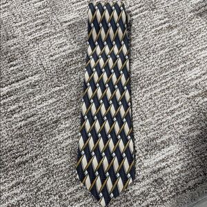 Clericci Italian Hand Made Geometric Patterned Tie in Gray, Brown and Gold